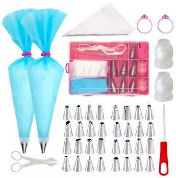 Intirilife Spritzt&uuml;llen-Set 52-teilig mit Aufbewahrungsbox, Edelstahl/Silikon (IL-101097)