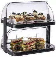 APS Buffet-Vitrine DOPPELDECKER, schwarz bestehend aus: 1 Basis aus ABS-Kunststoff, 2