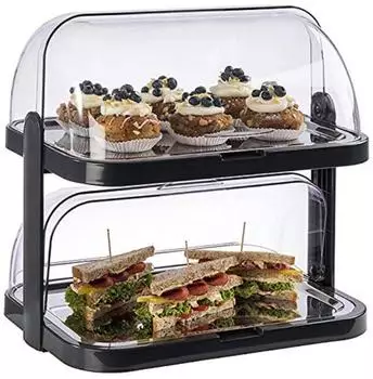 APS Buffet-Vitrine Doppeldecker Edelstahl Kunststoff 2-stufig - CB794