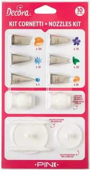Decora Cornetti Pink Set 10-tlg. Edelstahl mit Blumenhalter (0252045)
