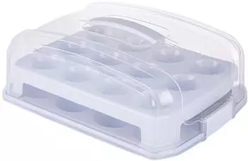 Relaxdays Muffin Transportbox f&uuml;r 24 St&uuml;ck, transparent/grau (10049867_940)