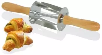Tellier Gobel Edelstahl Mini Croissant Roller Schneider mit Holzgriff 345x75x75mm