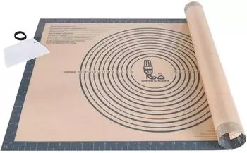 LuxusKollektion Silikon-Backmatte rutschfest mit Teigschneider, grau, 71x51cm