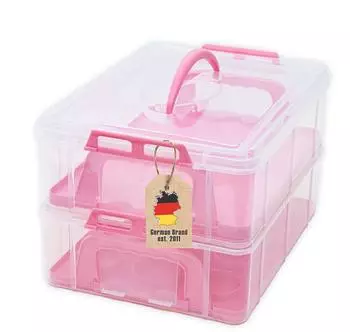 Intirilife Transportbox für Kuchen & Cupcakes, 2 Etagen, Kunststoff, pink (IL-101078)
