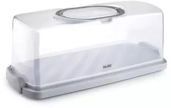 ibili Rechteckige Kuchenbox 36x16x13,30cm Kunststoff mit Klappgriff (689120)