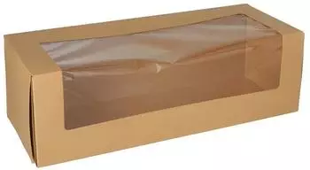Papstar Tortenkartons mit Deckel, eckig, Sichtfenster PLA, 10x32x12cm, 100 Stück (89817)