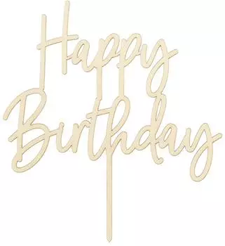 PartyDeco Tortenaufsatz "Happy Birthday" aus Holz, 16,5cm (KPT57-100)