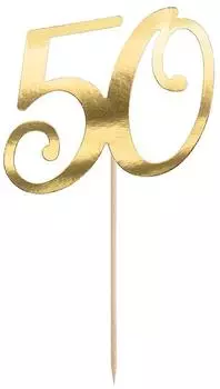 PartyDeco Cake Topper "50" gold, 20,5cm (KPT62-50-019)