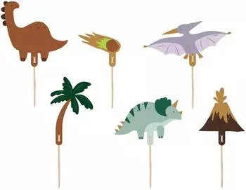 PartyDeco Dinosaurier Cake Topper Geburtstag, 6er-Set (KPT71)