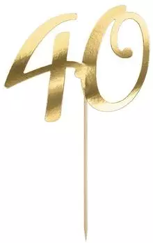 PartyDeco Cake Topper "40" gold, 19cm (KPT62-40-019)