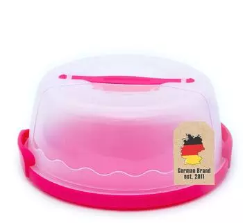 Intirilife Kuchentransportbox rund, Kunststoff, pink, 29,8x28,8x13,2cm