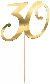 PartyDeco Cake Topper "30" gold, 19cm (KPT62-30-019)