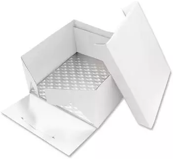 Pme Arts & Craft Quadratische Tortenplatte mit Tortenschachtel, Kunststoff, weiß, 33cm (BBS891)