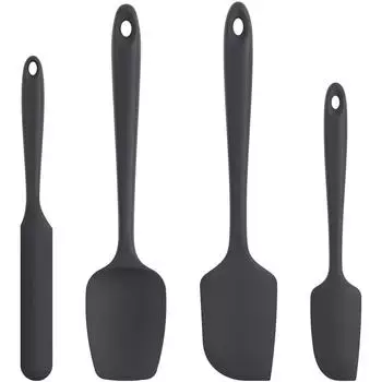 LuxusKollektion Teigschaber-Set aus Silikon, 4-teilig, schwarz, hitzebest&auml;ndig bis 315℃