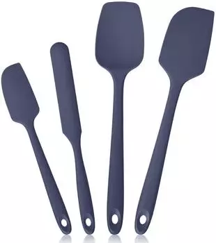 LuxusKollektion Silikon-Teigschaber 4er-Set, blau, 29cm, hitzebest&auml;ndig bis 315&deg;C