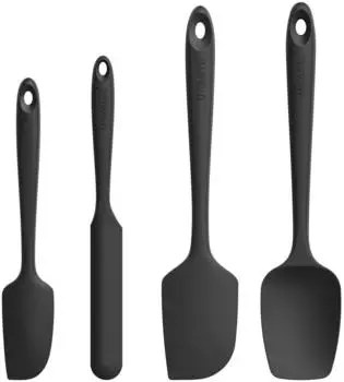 LuxusKollektion Silikon-Teigschaber 4er-Set, hitzebest&auml;ndig bis 250℃, schwarz