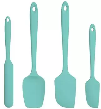LuxusKollektion Silikon-Teigschaber 4er-Set, blaugrün, hitzebeständig bis 315°C