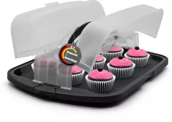 BigDean Kuchen- & Muffin-Transportbox XL, rechteckig, anthrazit (1000603)