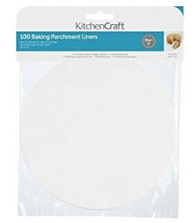 Kitchen Craft Fettdichtes Antihaft Backpapier, 20 cm (8 Zoll) Rund (Packung à 100 Stück), Papier, White, 20 x 20 x 0.1 cm