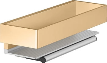 KEUCO Edition 11 Duschkorb mit Glasabzieher, silber-eloxiert/Messing gebürstet (11159250000)