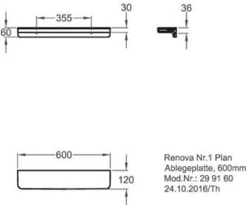 Geberit Renova Plan Wandablage weiß KeraTect 600 x 120 mm (299160600)