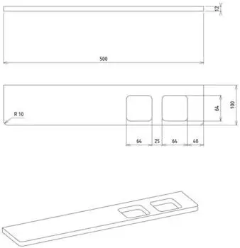 Sapho Abeline Ablage, Länge 50 cm, 2 Löcher, weiß matt AB502-0101