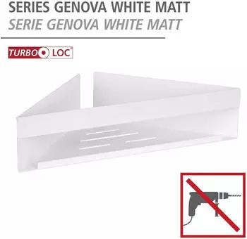 Wenko Turbo-Loc Eckablage Genova Edelstahl, wei&szlig; matt, ohne Bohren (26009100)
