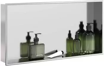 vidaXL Dusch-Wandnische Edelstahl geb&uuml;rstet silber 62x32x9cm (4005128)