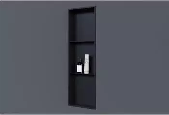 Bernstein Wandnische Edelstahl 30x90x10cm mit Ablagefach, schwarz (NT309010X)