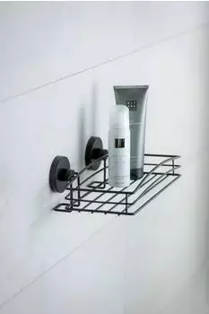Wenko Vacuum-Loc Wandablage, matt schwarz, ohne Bohren (Vacuum-Loc)