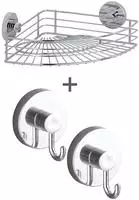 WENKO Eckregal "Vacuum-Loc Modell Bari" 3 Stk. tlg. f&uuml;rs Badezimmer mit 2...