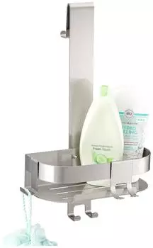 eluno Duschablage f&uuml;r Glasduschwand, Edelstahl, 4 Haken, 23x67,5x10,5cm