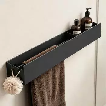 Mai & Mai Reglo-18 Duschablage mit Handtuchhalter, 60cm, schwarz (Reglo-18)