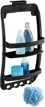Wenko Universal Badregal 2 Ablagen 4 Haken, schwarz (26363100)