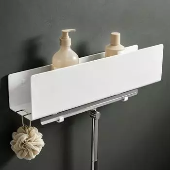 Mai & Mai Duschablage mit 2 Schiebehaken, 40cm, wei&szlig; (Reglo-18)