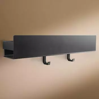 Designfabrik Hamburg Duschablage aus Metall, schwarz, 42cm, ohne Bohren