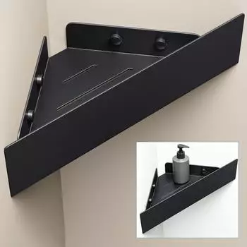 doporro Reglo-07 Eck-Duschablage Kohlenstoffstahl, schwarz (Reglo-07)
