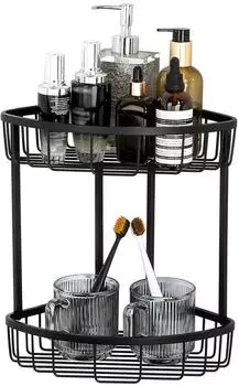 LuxusKollektion Duschablage Ecke, Edelstahl, 2-st&ouml;ckig, schwarz, 320mm