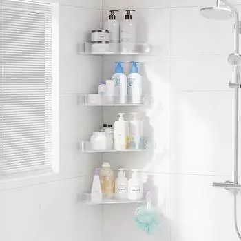 LuxusKollektion Duschablage Ecke 90&deg; frostiert klar, 4-tlg., ABS