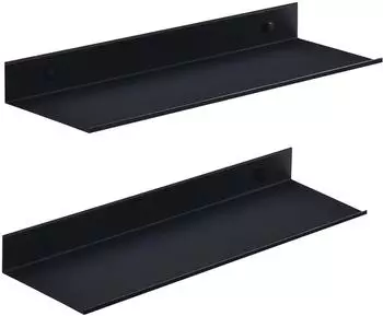 LuxusKollektion Duschablage ohne Bohren, Metall, schwarz, 40cm, 2er-Set