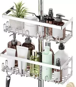 LuxusKollektion Duschablage ohne Bohren, Edelstahl, silber, 2er-Set (18-25mm)