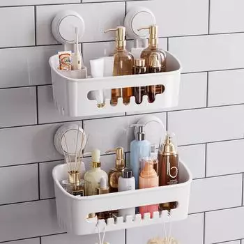 LuxusKollektion Duschablage ohne Bohren, Saugnapf extra stark, 2er-Set, wei&szlig;