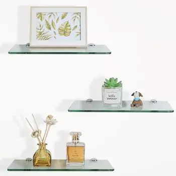 LuxusKollektion Glasregal Badezimmer 3er-Set 30cm, 6mm Sicherheitsglas, transparent