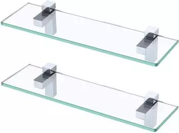 LuxusKollektion Duschablage Hartglas 8mm 40cm poliert, 2er-Set