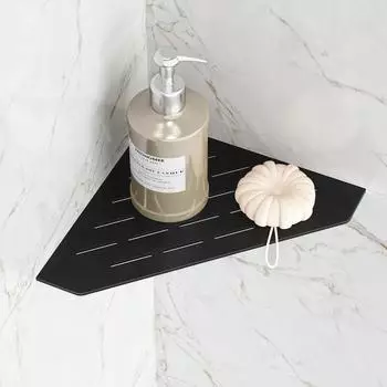 LuxusKollektion Eck-Duschregal Edelstahl schwarz, ohne Bohren, 254x254mm