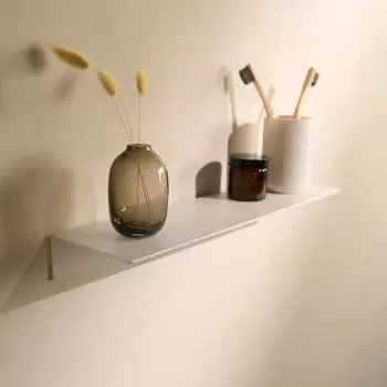 Designfabrik Hamburg Wandregal ohne Bohren, selbstklebend, Metall, weiß, 42cm (DFHH KR)