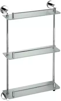 Brillantbad BOMEGA Glasablage 3 Flächen, Messing verchromt, Milchglas, 400x660x130mm