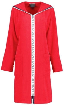 Cawö Bademäntel Damen Reißverschluss mit Kapuze Sea Salt Sand 3101 rot - 203