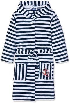 Playshoes Fleece-Bademantel Ringel maritim marine/weiß