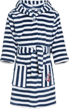Playshoes Fleece-Bademantel Maritim marineblau/weiß